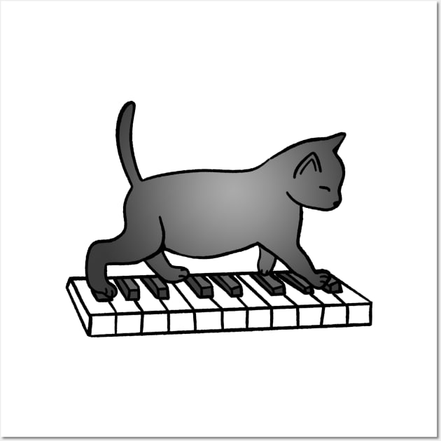 Cat Playing Piano Wall Art by Kelly Louise Art